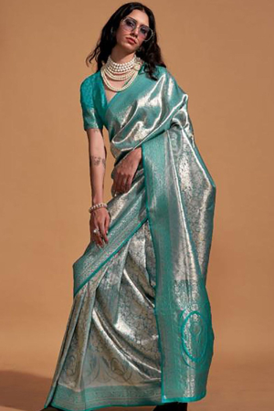 Rama Green Kanjivaram Silk Hand Woven Saree