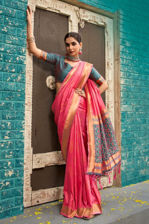 Rani Pink Banarasi Silk Woven Saree