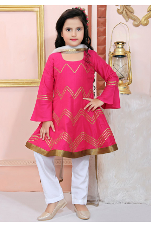 Rani Pink Cotton Silk Pant Kameez