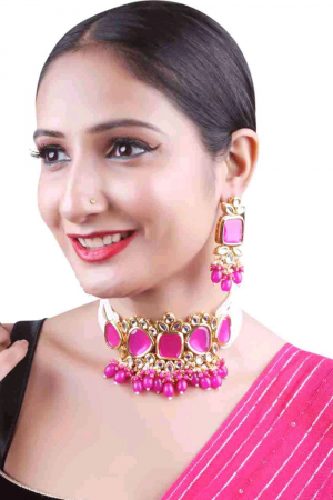 Rani Pink Designer Necklace Set