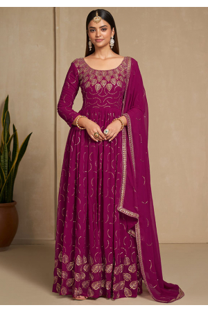 Rani Pink Faux Georgette Gown with Dupatta
