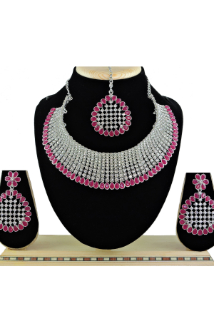 Rani Pink Heavy Designer Necklace Set