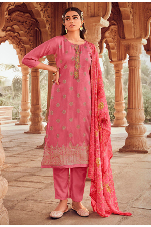 Rani Pink Jacquard Pant Kameez Suit