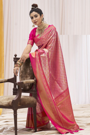 Rani Pink Kanchipuram Silk Woven Saree