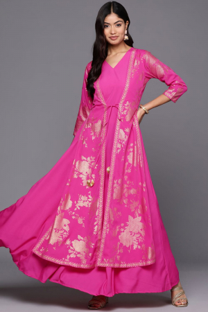 Rani Pink Party Wear Ethnic Dress