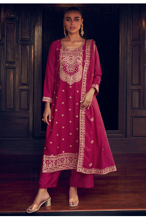 Rani Pink Premium Silk Palazzo Kameez Suit
