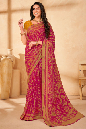 Rani Pink Printed Saree