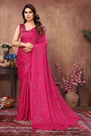 Rani Pink Rangoli Silk Party Wear Saree