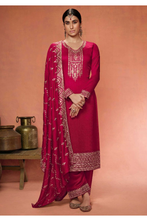 Rani Pink Silk Georgette Pant Kameez Suit