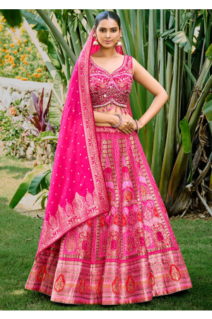 Rani Pink Silk Readymade Designer Lehenga Choli