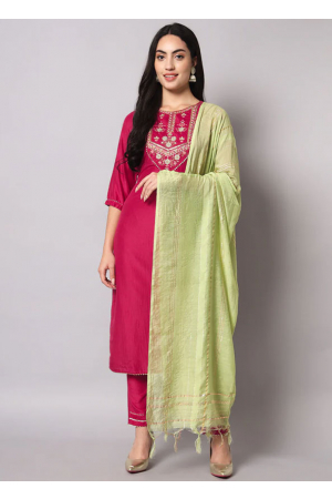 Rani Pink Silk Readymade Suit