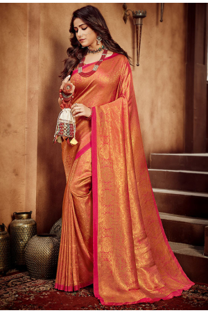 Rani Pink Silk Woven Saree