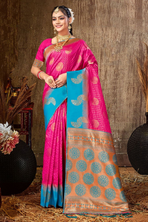 Rani Pink Silk Woven Saree