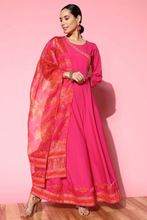Rani Pink Traditional Wear Ethnic Dress