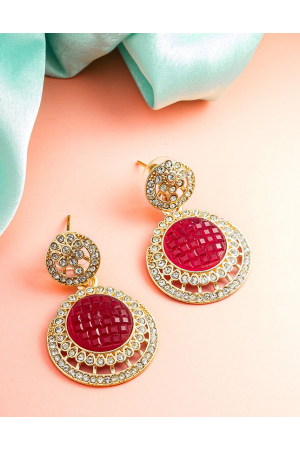 Red AD Stones Earrings
