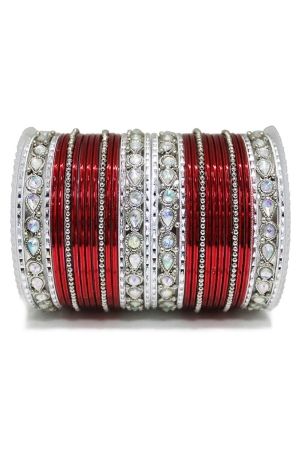Red and Silver Wedding Wear Bangles