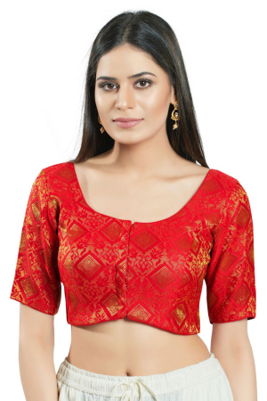 Red Brocade Blouse