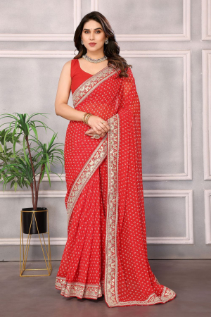 Red Georgette Party Wear Saree