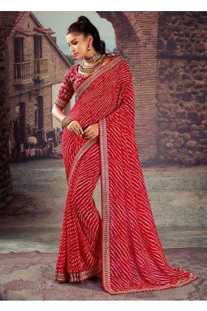Red Georgette Party Wear Saree