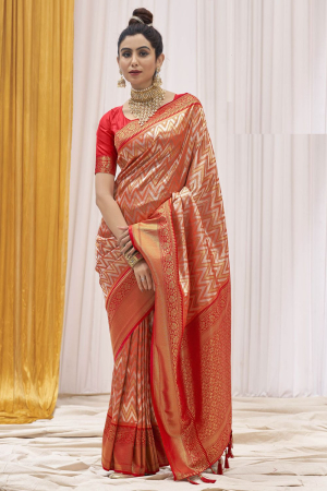 Red Kanchipuram Silk Woven Saree