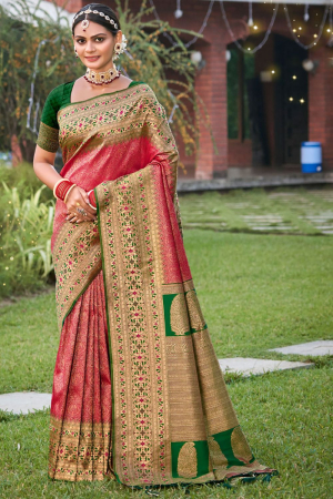 Red Kanjivaram Silk Zari Woven Saree