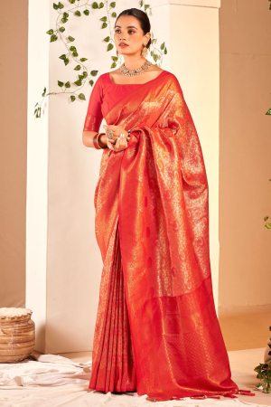Red Silk Weaving Saree