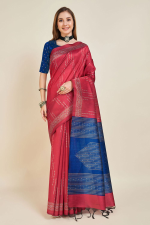 Red Soft Silk Printed Saree