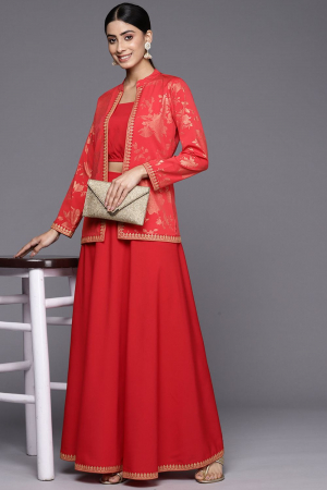 Red Traditional Wear Co-Ord Set