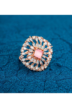 White and Pink Studded Finger Ring