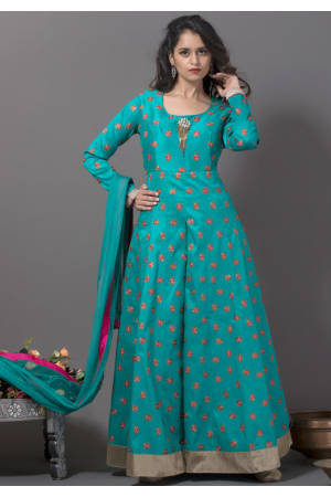 Trendy Teal Blue Readymade Suit