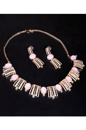 Rose Gold Plated Pink and Gold Necklace Set