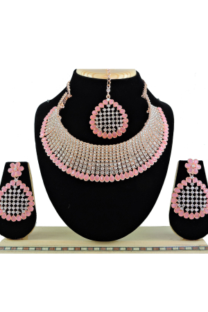 Rose Pink Heavy Designer Necklace Set