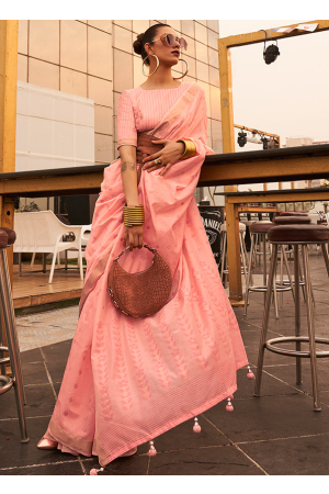 Rose Pink Modal Handloom Viscose Saree
