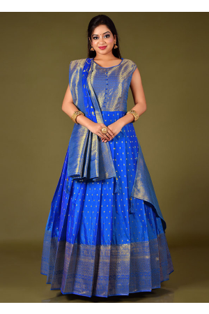 Royal Blue Art Silk Gown with Dupatta