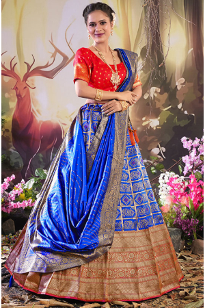 Royal Blue Banarasi Silk Lehenga Choli Set
