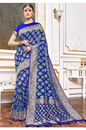 Royal Blue Designer Pure Viscose Saree