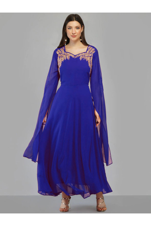 Royal Blue Georgette Kurti with Bottom