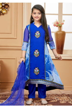 Royal Blue Girls Readymade Suit