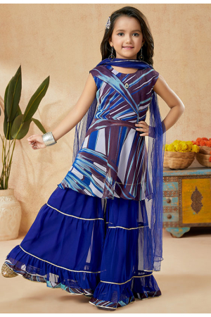 Royal Blue Girls Readymade Suit