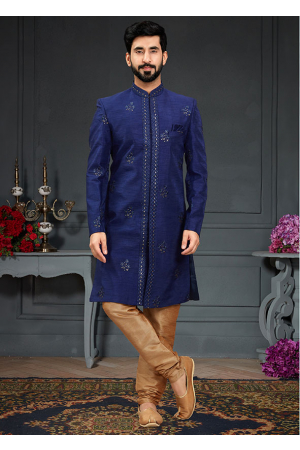 Royal Blue Imported Silk Indo Western Outfit