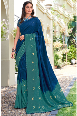Royal Blue Printed Casual Saree