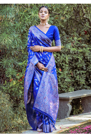 Royal Blue Silk Zari Woven Saree