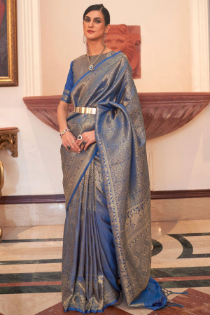 Royal Blue Weaving Handloom Silk Saree