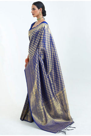 Splendid Royal Blue Silk Woven Saree