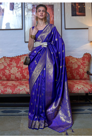 Royal Blue Woven Handloom Silk Saree