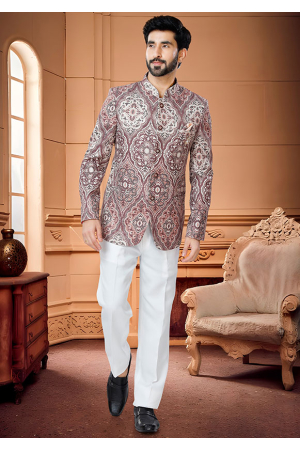 Rust Wedding Wear Jodupuri Suit