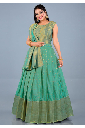 Sea Green Art Silk Gown with Dupatta