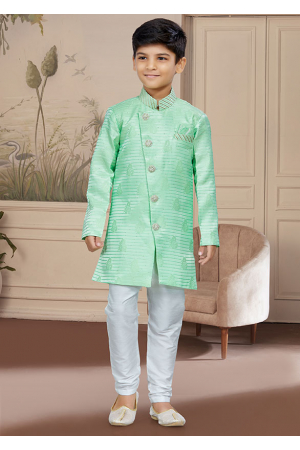 Sea Green Boys Indo Western Outfit