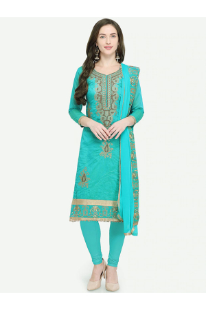 Sea Green Cotton Pant Kameez Suit