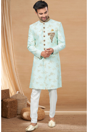 Sea Green Designer Indo Western Outfit